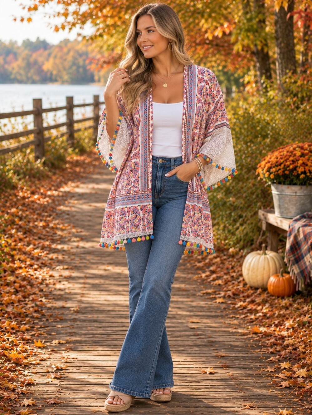 Boho Kimono Top Bohemian Plus Size - Picture 12 of 14